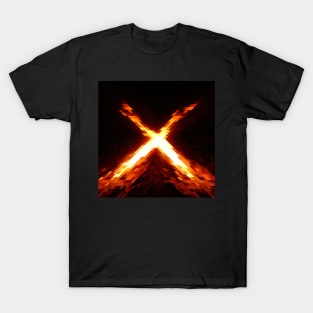 Fiery rays on black background T-Shirt